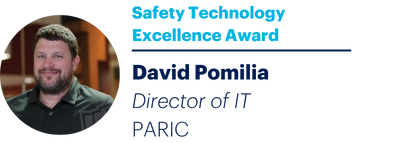 David Pomilia, Director of IT at PARIC, and HammerTech Safety Technology Excellence Award winner