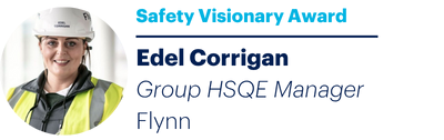 Edel Corrigan, Group HSQE Manager at Flynn, and winner of the HammerTech Safety Visionary ward.