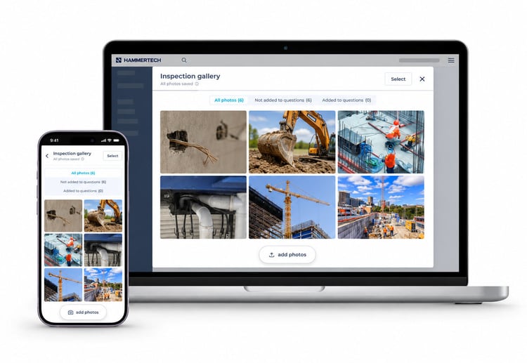 Image showing the same inspection gallery on desktop or on mobile using HammerTech Inspections workflow.