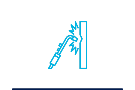 Icon of a welding torch showing sparks against the material. Hot work permits are part of construction safety and HammerTech's safety software platform.