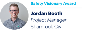 Jordan Booth, Project Manager at Shamrock Civil, and winner of the HammerTech Safety Visionary Award