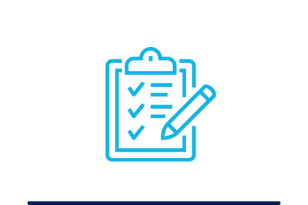 Icon of a clip board with a checklist and a pen, representing a Pre-Task Plan. This is part of HammerTech's construction safety software platform.