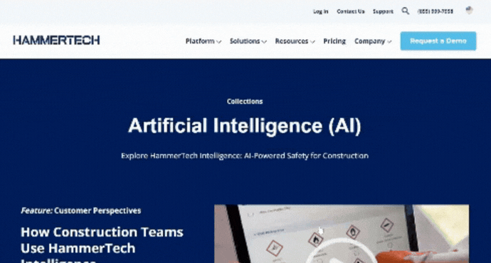 Scrolling image of the AI Construction Safety collection page.