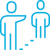 Icon depicting two people maintaining social distance, symbolizing HammerTech's Covid-19 Vaccine Tracking module, an essential tool for ensuring health and safety compliance amidst pandemic conditions. This module simplifies vaccine tracking, aligns with workplace mandates, and provides real-time compliance data for attestations and vaccinations, thereby reducing administrative burdens and the risk of fines.