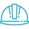 Icon of a hardhat symbolizing HammerTech's Inspections module, an integral tool for issue identification, assignment, and resolution in construction projects. This module streamlines the process, offering real-time visibility into issue status, while eliminating the need for physical inspection forms, excessive paperwork, and manual data entry.