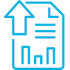 Icon of an upward-pointing arrow indicating a report, representing HammerTech's cloud-based Business Intelligence Reporting feature, enabling accessibility of comprehensive EHS reports anytime, anywhere.