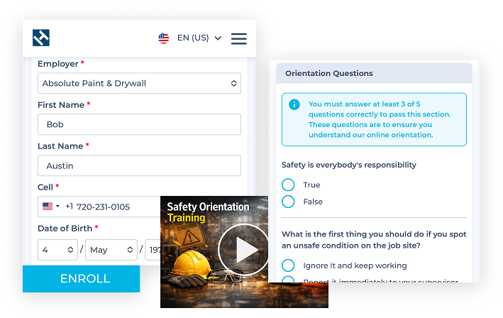 Layers of mobile HammerTech dashboard showing the digital orientation capabilities of the platform.