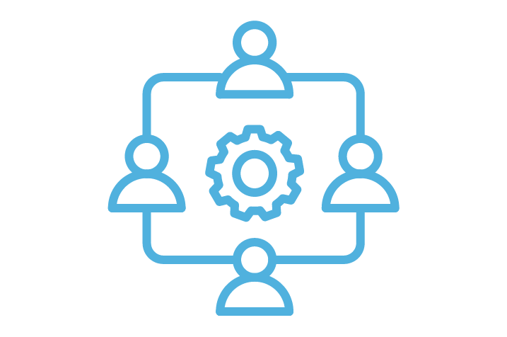 Icon shows coordination of multiple subcontractors