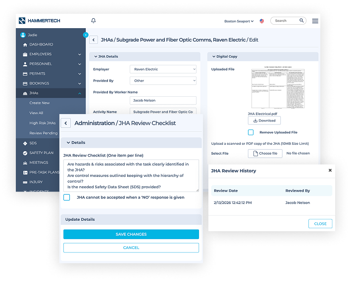 HammerTech Platform showing how you can easily customize JHA forms and maintain version control