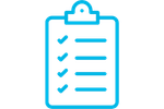 Daily report icon of a clip board with check marks on the page