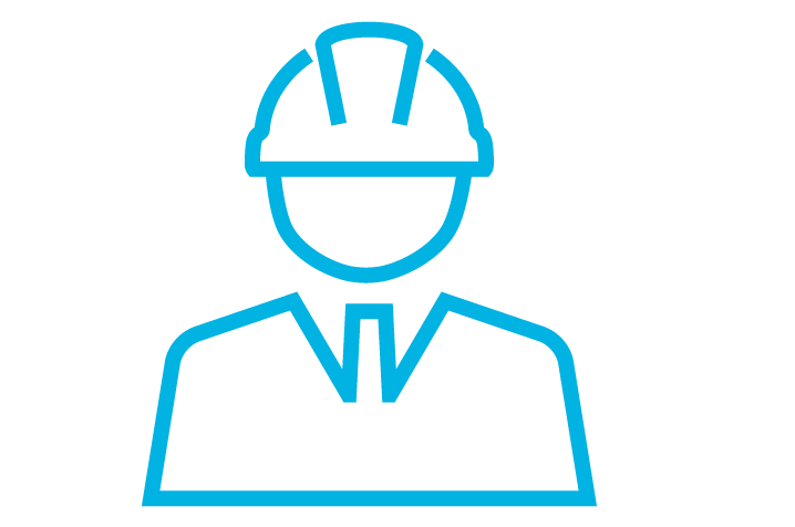 Icon of a person with a hard hat and a tie to represent a General Contractor. 