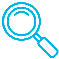 Icon of a magnifying glass with a lightning bolt, representing the speed at which you'll find answers.