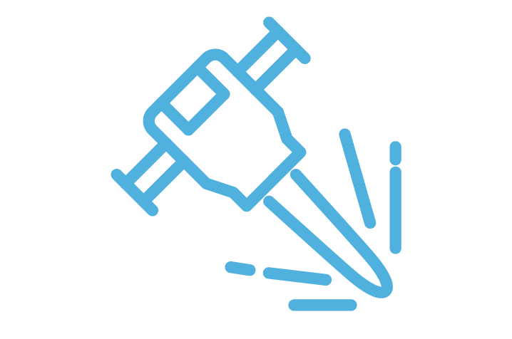 icon of a jackhammer - representing the heavy regulatory and environmental oversite of energy construction projects