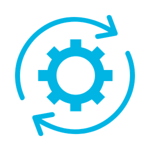 Icon of gear with arrows, for FSC Accreditation and improvement process