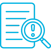 Icon of page and magnifying glass, representing lost time and lost visibility - a common problem when you don't have a digital and integrated system