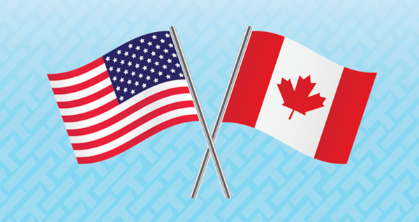 HammerTech Login for US and Canada with an image of their flags side-by-side