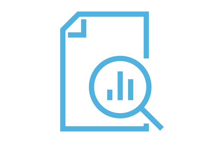 Icon of a magnifying glass searching a paper, representing lapsed and missing training records when relying on paper records or spreadsheets which are prone to errors