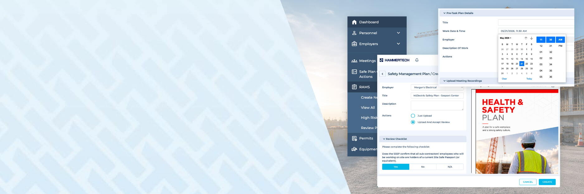 May product release roundup image with new updates to safety management plans, and pre task plans and RAMS.