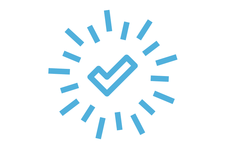 Icon of a check mark looking 'bright' and standing out, as a 