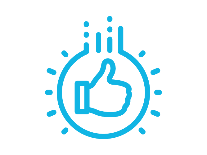 Icon of a safety plan with a thumbs up sign surrounded by a circle.