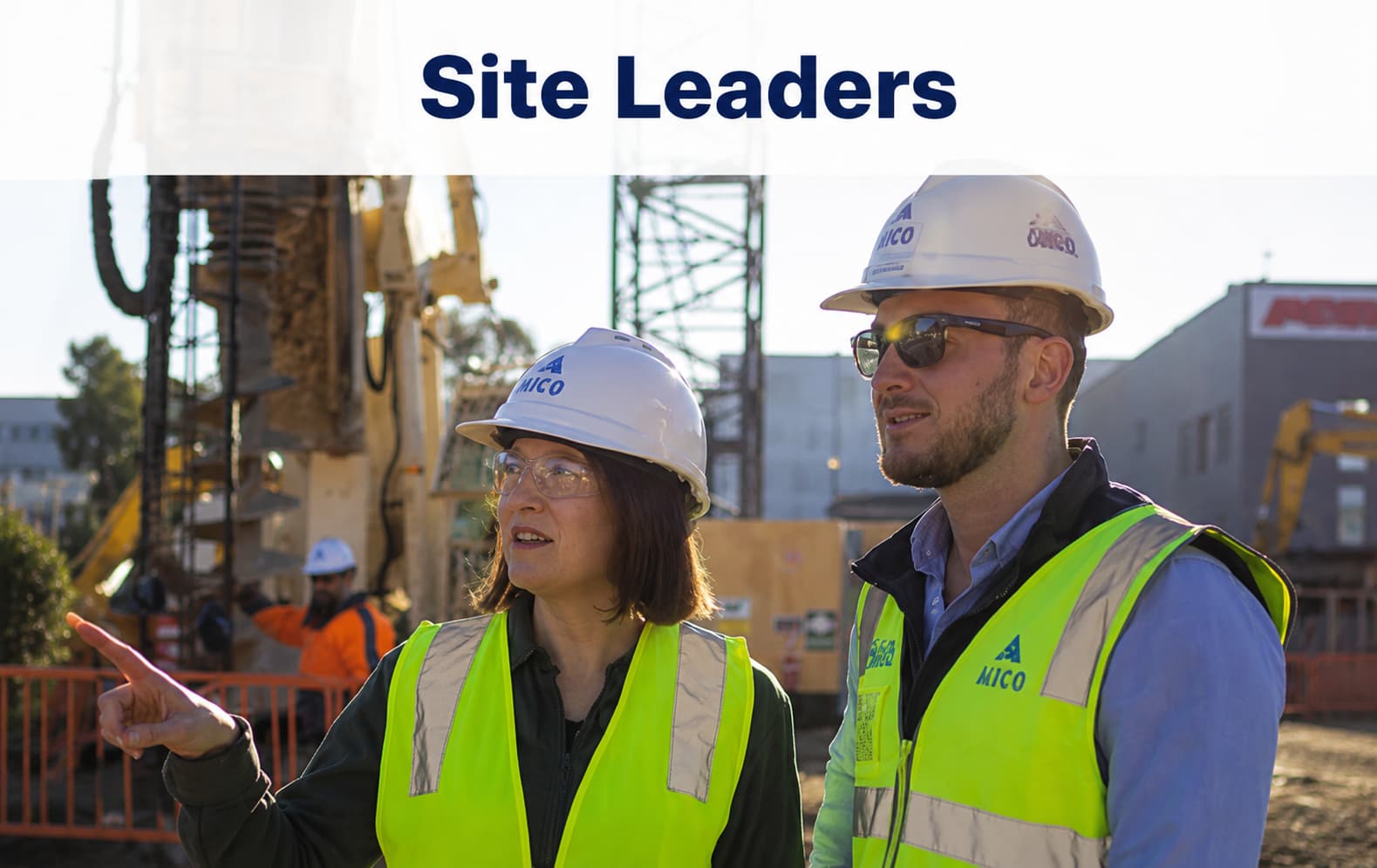 Image of two construction site leaders on a jobsite at a general contracting company focused on safety.